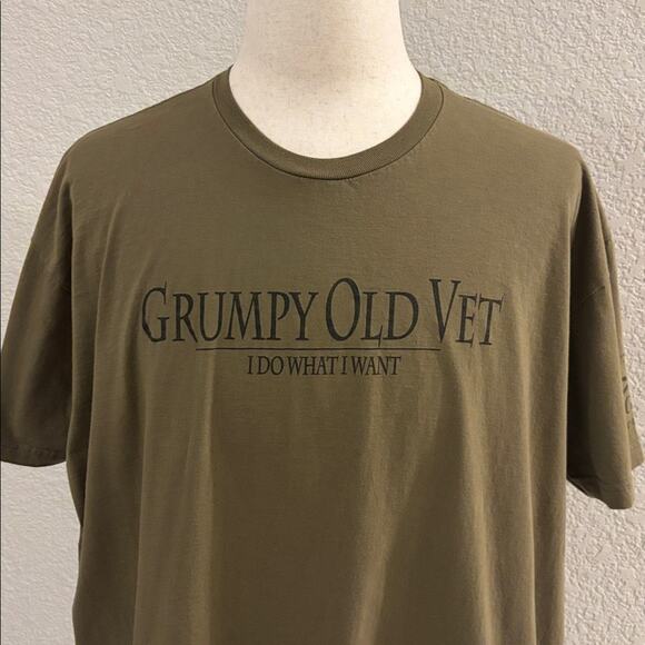 Grunt Style Men’s Army Green “ Grumpy Old Vet” Graphic T-Shirt XXXL - Picture 2 of 8